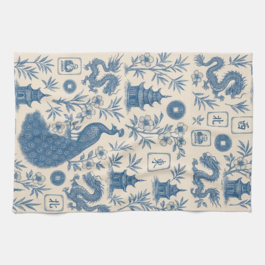 Stunning Mahjong Toile Kitchen Towel Theedoek (Horizontaal)
