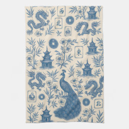 Stunning Mahjong Toile Kitchen Towel Theedoek