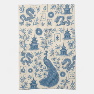 Stunning Mahjong Toile Kitchen Towel Theedoek