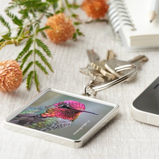 Stunning Male Anna's Hummingbird in Plum Tree Sleutelhanger (Zijkant)