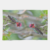 Stunning Male Anna's Hummingbird in Plum Tree Theedoek (Horizontaal)