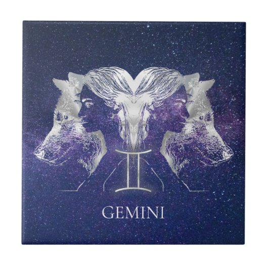 Stunning Milky Way Sky Gemini Zodiac Sign Tegeltje (Voorkant)