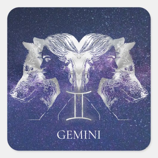 Stunning Milky Way Sky Gemini Zodiac Sign Vierkante Sticker (Voorkant)