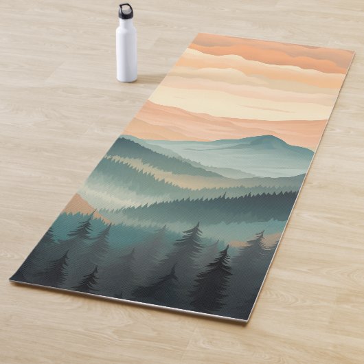 Stunning Mountain Tree Sunset Pattern, Poster Art Yogamat (In situ)