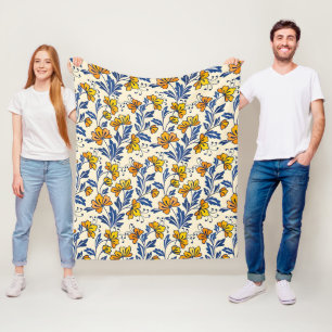 Stunning Naadloos Bloempatroon met Bloemen en Blad Fleece Deken