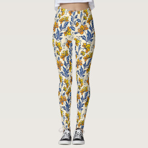 Stunning Naadloos Bloempatroon met Bloemen en Blad Leggings
