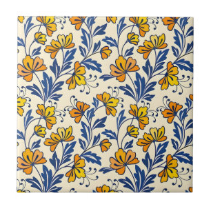 Stunning Naadloos Bloempatroon met Bloemen en Blad Tegeltje