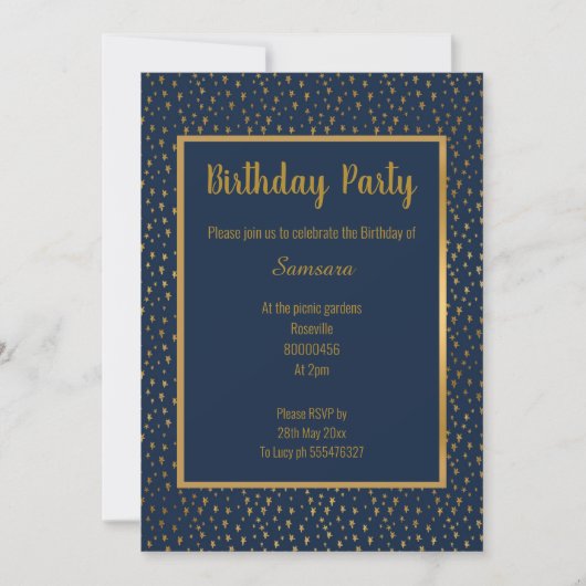 STUNNING NAVY GOLD TRIM ELEGANT BIRTHDAY KAART (Voorkant)