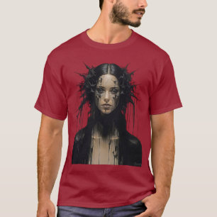 Stunning Noir Femme Abstracte Kunst T-shirt