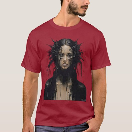 Stunning Noir Femme Abstracte Kunst T-shirt (Voorkant)