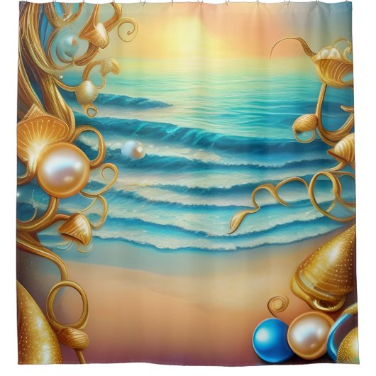Stunning Ocean met Diamonds en Pearls Douchegordijn (Voorkant)