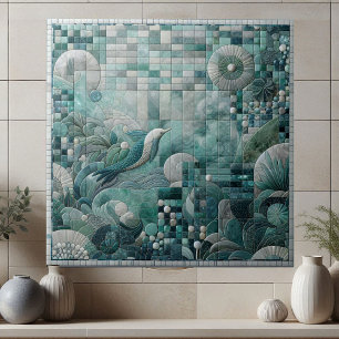 Stunning Onderwater Aquamarijn Kristalblauwe Mozaï Tegeltje