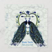 Stunning paar pauwen liefdeshart frame versierd kaart (Voorkant / Achterkant)