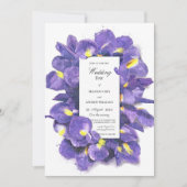Stunning Paarse Irissen Waterverf Bloemige Bruilof Kaart (Voorkant)