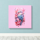 Stunning Pastel Hummingbird Floral Canvas Afdruk (Insitu (Houten vloer))