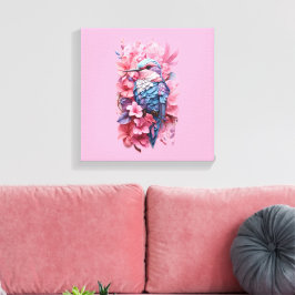 Stunning Pastel Hummingbird Floral Canvas Afdruk