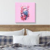 Stunning Pastel Hummingbird Floral Canvas Afdruk (Insitu (Slaapkamer))
