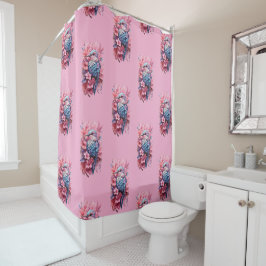 Stunning Pastel Hummingbird Floral Douchegordijn