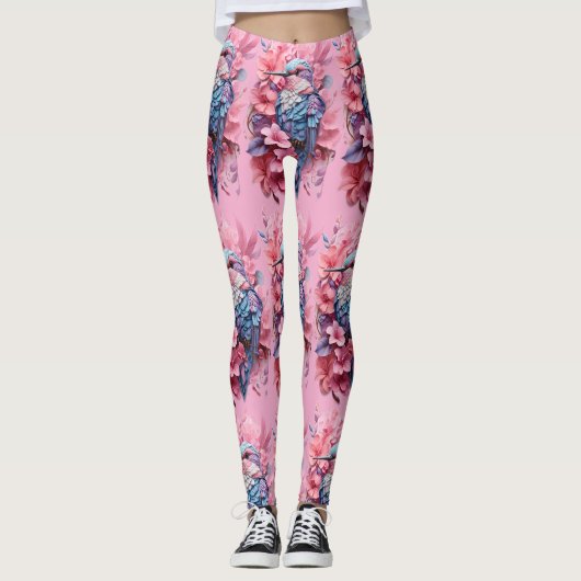 Stunning Pastel Hummingbird Floral Leggings (Voorkant)