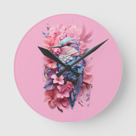 Stunning Pastel Hummingbird Floral Ronde Klok