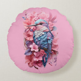 Stunning Pastel Hummingbird Floral Throw Pillow Rond Kussen