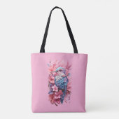 Stunning Pastel Hummingbird Floral Tote Bag (Achterkant)