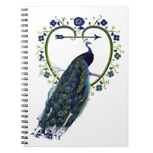 Stunning Pauw en sierlijke hartbloem frame Notitieboek (Voorkant)