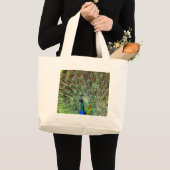 Stunning Pauw  en veren foto accessoires Grote Tote Bag (Voorkant (product))