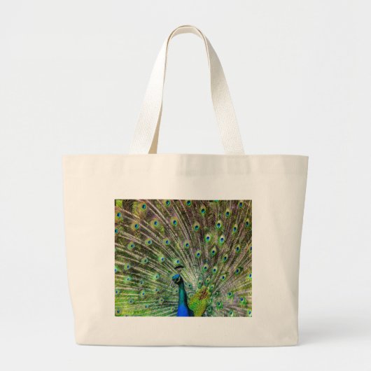 Stunning Pauw  en veren foto accessoires Grote Tote Bag (Voorkant)