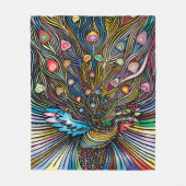 Stunning Pauw in Huichol-stijl Kunst Fleece Deken (Voorkant)