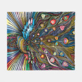 Stunning Pauw in Huichol-stijl Kunst Fleece Deken (Voorkant (Horizontaal))