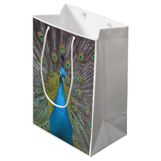 Stunning Peacock Medium Cadeauzakje (Voorkant Gekanteld)