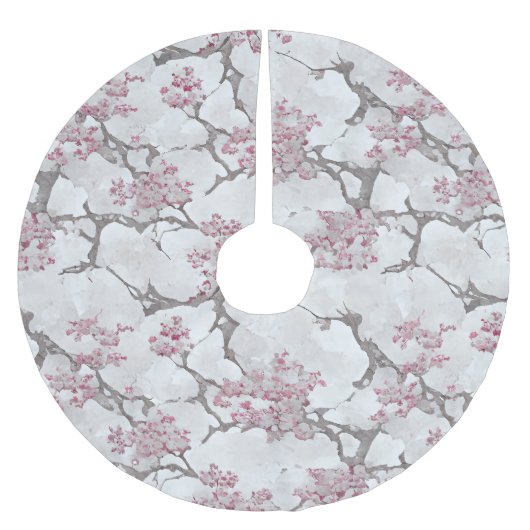 Stunning Pink and Silvery Cherry Blossom Kerstboom Rok (Voorkant)