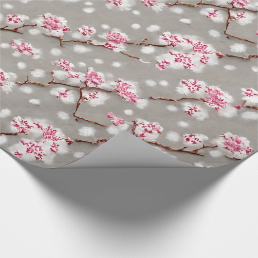 Stunning Pink and Silvery Cherry Blossom Print Cadeaupapier (Hoek)