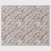 Stunning Pink and Silvery Cherry Blossom Print Cadeaupapier (Vlak)