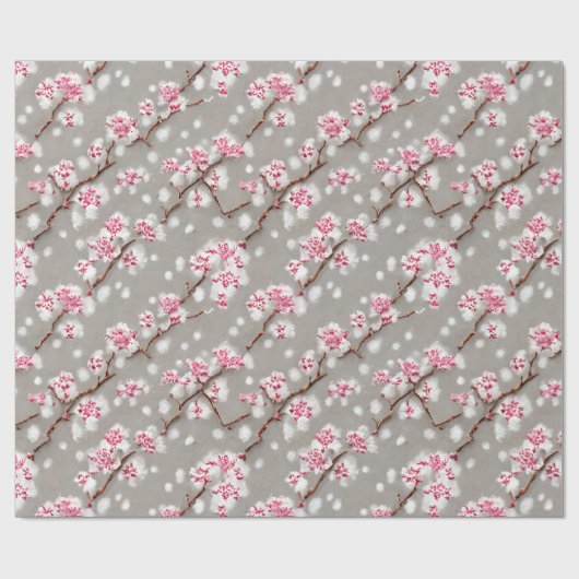 Stunning Pink and Silvery Cherry Blossom Print Cadeaupapier (Vlak)