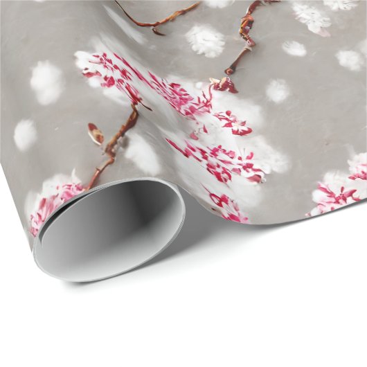 Stunning Pink and Silvery Cherry Blossom Print Cadeaupapier (Rol Hoek)