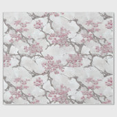 Stunning Pink and Silvery Cherry Blossom Print Cadeaupapier (Vlak)