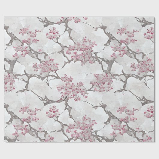 Stunning Pink and Silvery Cherry Blossom Print Cadeaupapier (Vlak)