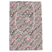 Stunning Pink and Silvery Cherry Blossom Print Medium Cadeauzakje (Voorkant)