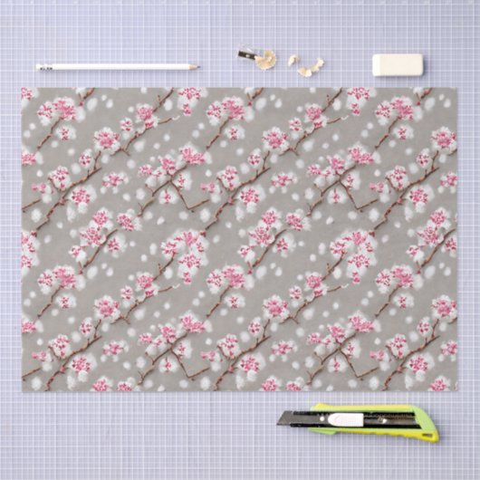 Stunning Pink and Silvery Cherry Blossom Tissuepapier (Craft)