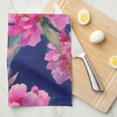 Stunning Pink Floral Bloom Monogrammed Theedoek (Quarter Fold)