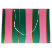 Stunning Pink & Green Modern Stripes  Groot Cadeauzakje (Voorkant)
