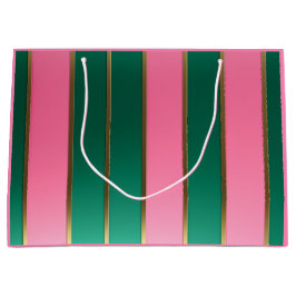 Stunning Pink & Green Modern Stripes  Groot Cadeauzakje