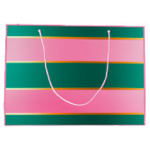 Stunning Pink & Green Modern Stripes  Groot Cadeauzakje (Achterkant)