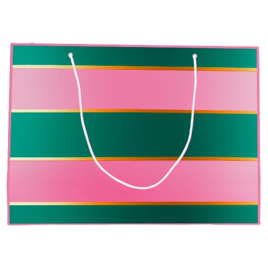 Stunning Pink & Green Modern Stripes  Groot Cadeauzakje (Achterkant)