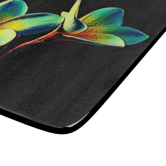 Stunning Plumeria Waterverf Glass Cutting Board Snijplank (Hoek)