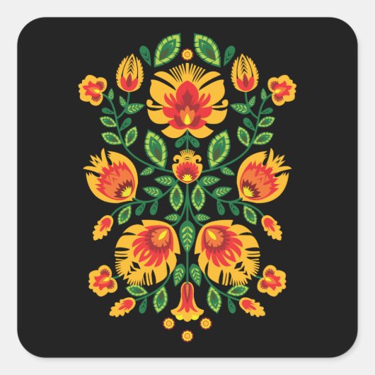 💛 🧡 ❤️ Stunning pools Folk Wycinanki Vierkante Sticker (Voorkant)