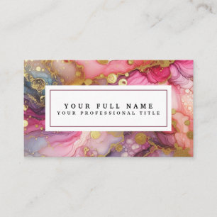 Stunning Pretty Roze & Gouden Alcohol Inkt Waterve Visitekaartje