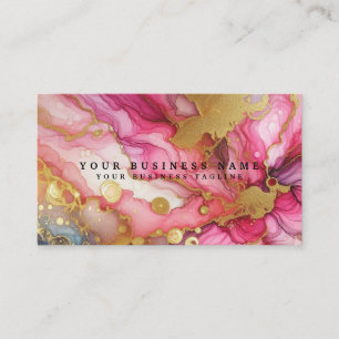 Stunning Pretty Roze & Gouden Alcohol Inkt Waterve Visitekaartje